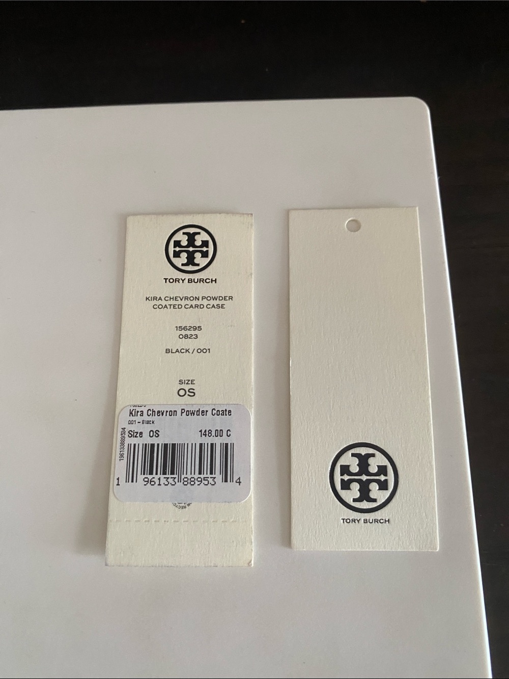 Authentic Tory Burch Leather Kira Chevron Powder Coated Card Case - Picture 5 of 5